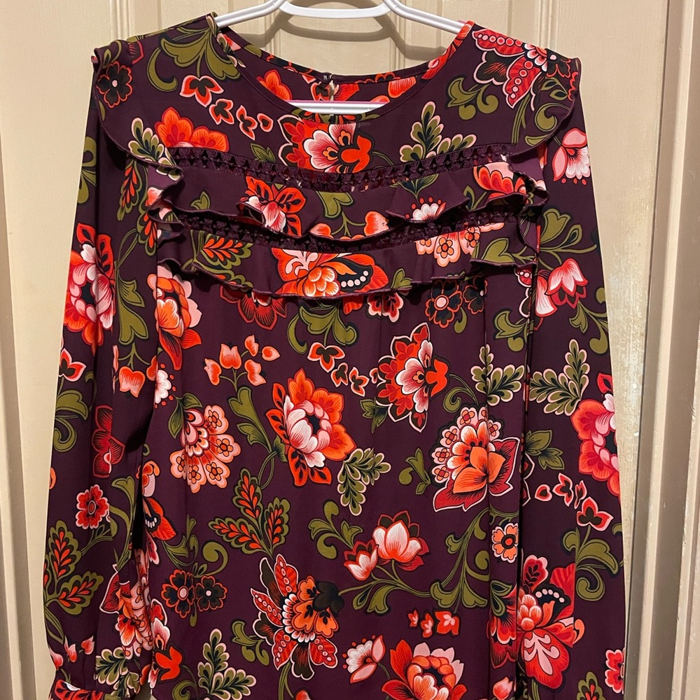 LOFT Purple and Orange Floral Dress